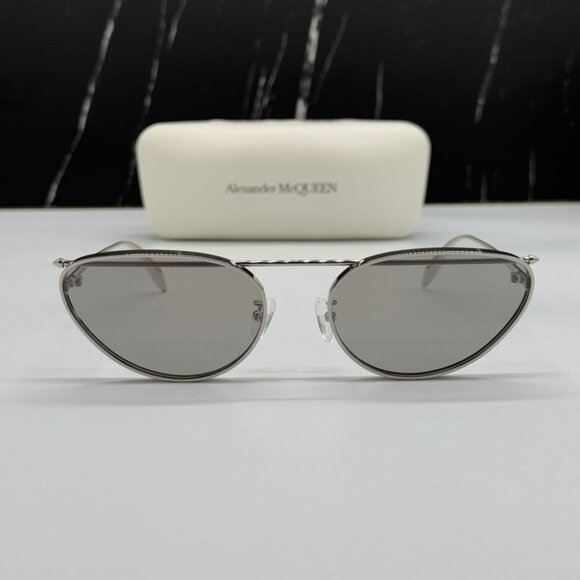 NEW AM0424S 004 ALEXANDER MCQUEEN SILVER WOMAN SUNGLASSES - Picture 2 of 10